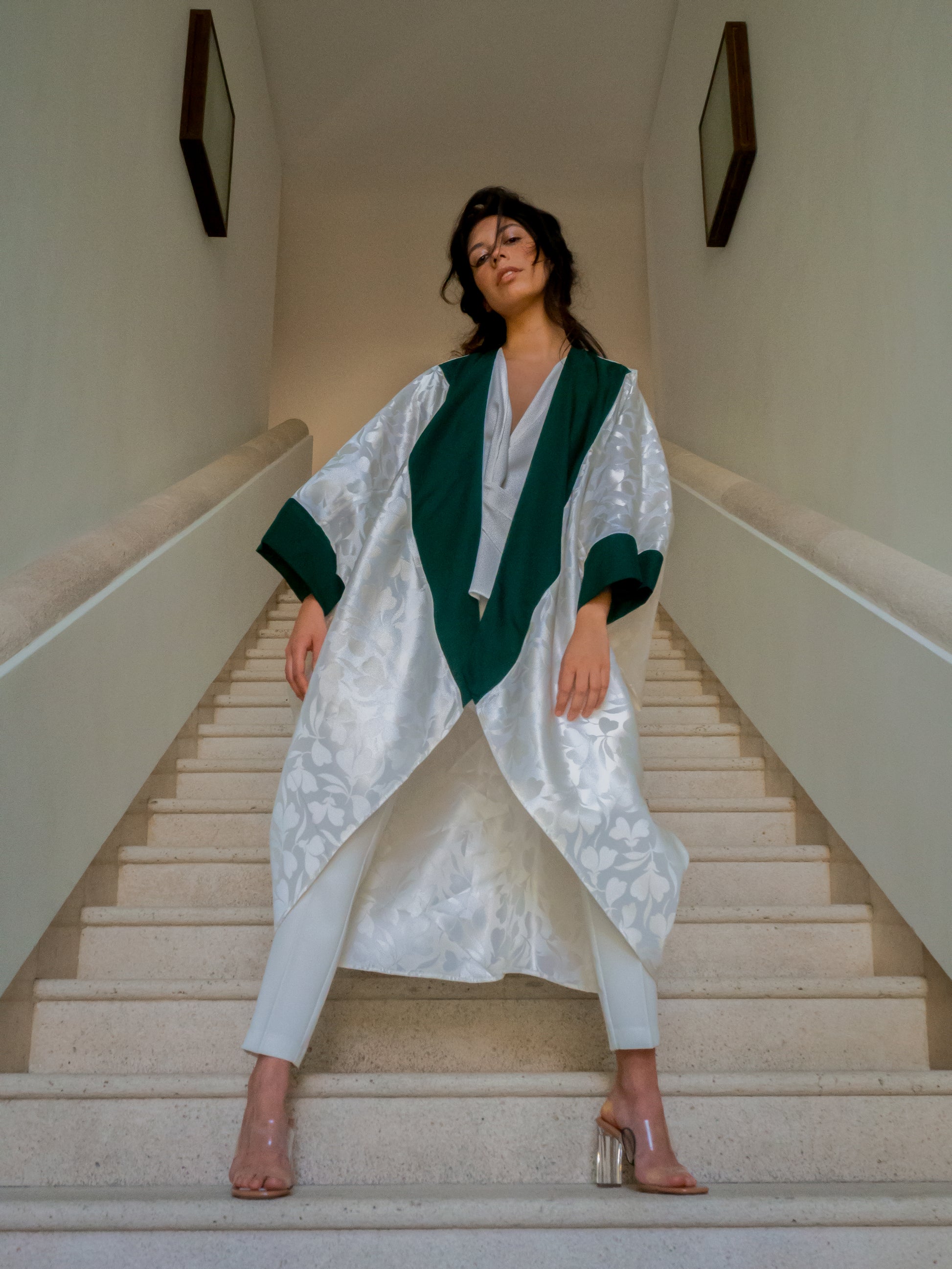 kimono white and green 3